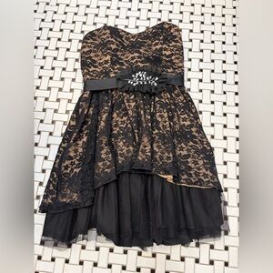 Bwear Black and Tan Lace Mini Dress